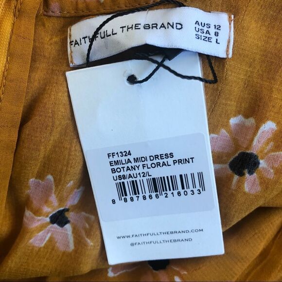 Faithfull the Brand Emilia Midi Floral Dress Size US 8/ Large - Picture 14 of 16